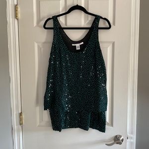 Green sequin tank top